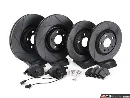 ES#3537605 - 025997ECS0545KT - Performance Front & Rear Brake Service Kit - Featuring ECS V5 Slotted rotors and ECS EP24 Enthusiast Performance pads - Assembled By ECS - Audi