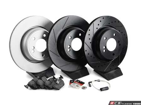 ES#4685660 - 34212229379B - Build Your Own Rear Brake Service Kit - Features ECS V5 Performance rotors, your choice of pads, and everything you need for a smooth install! - Assembled By ECS - BMW