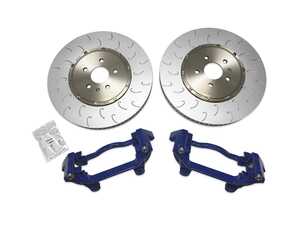 ES#4691257 - 034-301-1012-BLU - 2-Piece Floating Front Brake Rotor Upgrade - Blue Carriers (375x34) - Reduces rotational weight by 1.3lb on each corner over the factory 27.3lb rotors, and increases rotor diameter from 357mm to 375mm! - 034Motorsport - Audi Volkswagen