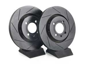 ES#4668326 - 535615301-S - Front V5 Slotted Brake Rotors - Set (280x22) - Precision manufactured for consistent stopping power during high performance driving. Featuring a matte black zinc coating for corrosion protection. - ECS - Volkswagen