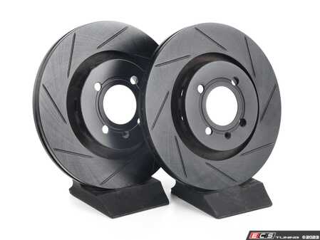 ES#4668326 - 535615301-S - Front V5 Slotted Brake Rotors - Set (280x22) - Precision manufactured for consistent stopping power during high performance driving. Featuring a matte black zinc coating for corrosion protection. - ECS - Volkswagen