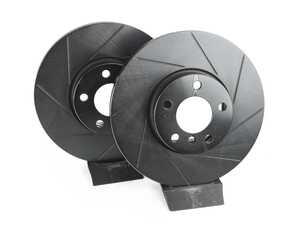 ES#4669095 - 34116886478-S - Front V5 Slotted Brake Rotors - Set (332x30) - Precision manufactured for consistent stopping power during high performance driving. Featuring a matte black zinc coating for corrosion protection. - ECS - BMW
