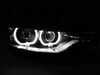 ES#3575773 - HLB3F3012DPPROLE - LED Angel Eye Projector Headlights - Pair - Black housings with clear lenses and LED angel eye rings - Depo - BMW