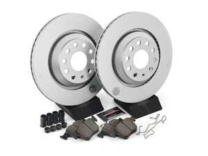 ES#3989238 - CRK7084 - Power Stop Z23 Evolution Sport Coated Rear Brake Kit (310x22) - A complete rear-wheel daily-driver upgrade featuring high-carbon smooth Geomet coated rotors and low-dust carbon-fiber ceramic pads. - Power Stop - Audi Volkswagen