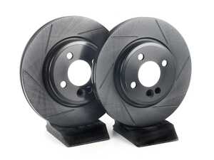 ES#4668626 - 34116774984-S - Front V5 Slotted Brake Rotors - Set (276x22) - Precision manufactured for consistent stopping power during high performance driving. Featuring a matte black zinc coating for corrosion protection. - ECS - MINI