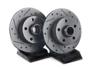 ES#4668394 - 357615601B-XS - Rear V5 Drilled & Slotted Brake Rotors - Set (226x10) - Precision manufactured for consistent stopping power during high performance driving. Featuring a matte black zinc coating for corrosion protection. - ECS - Volkswagen
