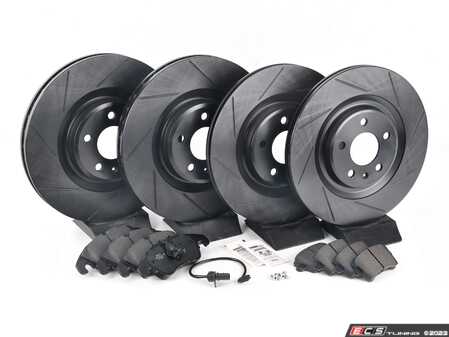 ES#3537758 - 025997ECS0627KT - Performance Front & Rear Brake Service Kit - Featuring ECS V5 Slotted rotors and ECS EP24 Enthusiast Performance pads - Assembled By ECS - Audi