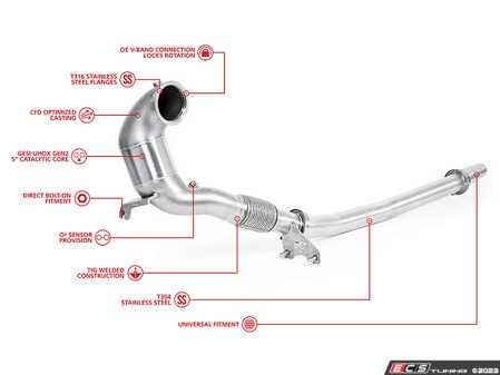 ES#4703832 - UH072-EXA - Unitronic EVO4 AWD Performance Downpipe - Eliminate unwanted restrictions in the factory downpipe, reduce turbo lag and enhance the exhaust note. - Unitronic - Audi Volkswagen