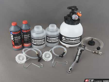 ES#2918224 - 007091ECS04KT - Racing Brake Fluid Flush Kit - Level 3 - Includes a Schwaben European Pressure Bleeder & Catch Bottles, Schwaben Bleeder Wrench, and 1 liter of Hawk HP600 Performance Race Brake Fluid - Schwaben for ECS - Audi BMW Volkswagen MINI Porsche
