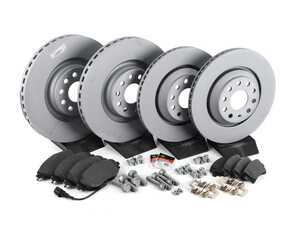 ES#4419826 - 1K061530KT10 - Front And Rear Brake Service Kit (340x30/310x22) - Z Coated Zimmerman Rotors and ECS DD23 "Daily Driver" ceramic pads - Only the essentials to perform a brake service - Assembled By ECS - Volkswagen