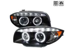 ES#3021235 - 2LHPE8708JMTM - HALO PROJECTOR HEADLIGHT CHROME HOUSING - LED light strip & Standard turn signal lights - Matte Black Housing/Clear Lens - Spec-D Tuning - BMW