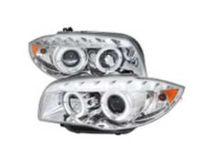 ES#3021236 - 2LHPE8708TM - 1 SERIESCHROME PROJECTOR HEADLIGHT - LED light strip & Standard turn signal lights - Matte Black Housing/Clear Lens - Spec-D Tuning - BMW