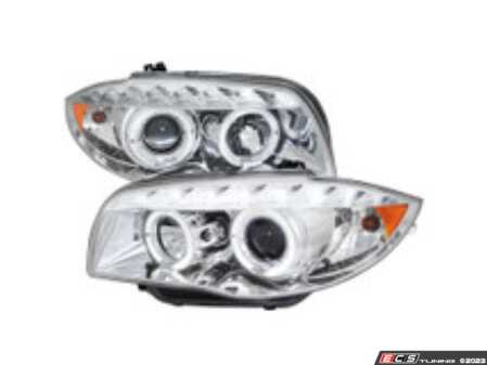ES#3021236 - 2LHPE8708TM - 1 SERIESCHROME PROJECTOR HEADLIGHT - LED light strip & Standard turn signal lights - Matte Black Housing/Clear Lens - Spec-D Tuning - BMW