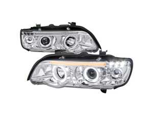 ES#3021508 - LHPX500TM - X5 HALO LED PROJECTOR HEADLIGHT CHROME HOUSING - LED light strip & Standard turn signal lights - Chrome Housing/Clear Lens - Spec-D Tuning - BMW
