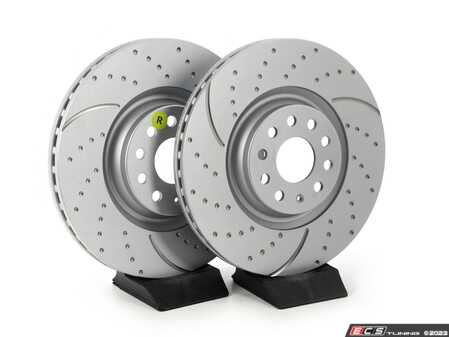 ES#2620432 - GD7612 - Front GD Sport Rotors - Pair (340x30) - Upgrade to a slotted / dimpled rotor for improved braking - EBC - Audi Volkswagen