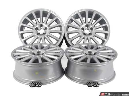 ES#263034 - 1J0601025BA88Z-4 - 18" Aristo Wheel - Set Of Four - 18x7.5 ET38 5x100 alloys with silver finish, black center caps included - Genuine Volkswagen Audi - Volkswagen