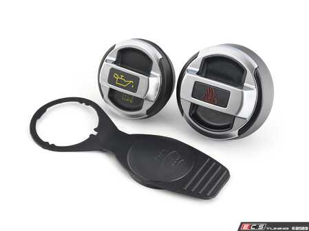 ES#4707624 - 009635ECS06KT - R8 Caps & Black Washer Fluid Reservoir Cap Set - Dress up your engine bay with a black washer reservoir cap and Audi R8 oil and expansion tank caps - Bremmen Parts - Audi Volkswagen