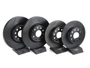 ES#3536723 - 025997ECS0237KT - Front & Rear Slotted Brake V5 Rotor Kit (312x25/272x10) - Precision manufactured for consistent stopping power during high performance driving. Featuring a matte black zinc coating for corrosion protection. - ECS - Volkswagen
