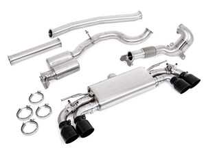 ES#4731990 - UH082-BLK-EXA - Unitronic Performance Turbo-Back For MK7/MK7.5 Golf R - Black Tips - Featuring a GESi 5" UHO+ catalytic converter which flows into 3-inch T304 Stainless Steel mandrel bent tubing Cat-Back. - Unitronic - Volkswagen