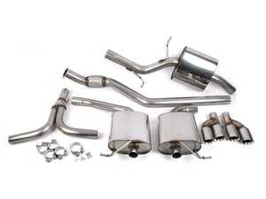 ES#2827376 - SSXAU249 - Cat-Back Exhaust System - Resonated - 2.76" stainless steel with quad GT100 polished tips - Milltek Sport - Audi