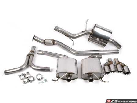 ES#2827376 - SSXAU249 - Cat-Back Exhaust System - Resonated - 2.76" stainless steel with quad GT100 polished tips - Milltek Sport - Audi