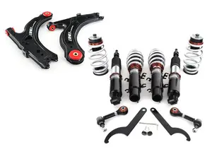 MK4 Golf/GTI/Jetta Adjustable Damping Coilover System - With Installation Kit & Pre-Assembled Front Control Arms With Polyurethane Bushings