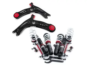  MK7/MK8/8v Adjustable Damping Coilover System- With Installation Kit - & Pre-Assembled Front Control Arms With Polyurethane Bushings
