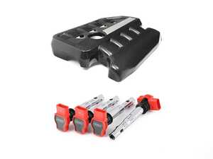 ES#4733053 - 005243ecs04dbKT -  Carbon Fiber Engine Cover - Audi B8 A4/A5 2.0T - With Set Of ECS Performance Ignition Coils - Add a flash of style and elegance under your hood - Doorbusters - Audi