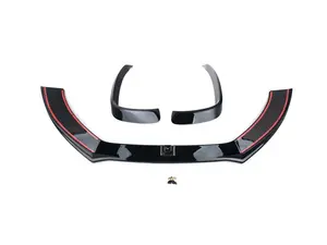 Audi C7 S6 / A6 S-Line Front Lip Spoiler - Gloss Black & Front Bumper Grille Accent Set - Gloss Black