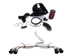 ES#4751038 - 018942LA0102EBKT - Tiguan MQB (Pre-facelift) 2.0T Catback Exhaust System - Quad Exit Tips & Luft-Technik Intake & Aluminum Heat Shield  - In-house engineered for VW Tiguan enthusiasts! Featuring T304 SS Tig-welded 3.0" tubing, dual straight-through 2.5" perforated core mufflers and quad exit 4.0" tips - Enthusiast Bundles - Volkswagen