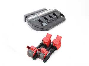 ES#4751427 - 015502ECS01EBKT - MK7/8v Gen3 Black Carbon Fiber Engine Cover & ECS Performance Ignition Coils - Add a flash of style and elegance under your hood with an ECS Tuning Carbon Fiber Engine Cover and Red ECS Performance Ignition Coils - Enthusiast Bundles - Audi Volkswagen