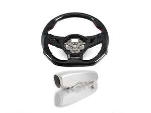 ES#4732920 - 000235la01dbKT - GTI Carbon Fiber Steering Wheel - Perforated Leather With Red Stitching - With FREE Master LED Interior Lighting Conversion Kit & MK7 Billet Aluminum Parking Brake Handle - Clear Anodized - 2x2 twill carbon fiber weave with perforated leather grips and red stitching make for a beautiful and functional replacement wheel! - Doorbusters - Volkswagen