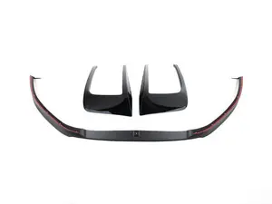 MK7 GTI V2 Gloss Black Front Lip Spoiler & Gloss Black Front Bumper Grille Flare Set