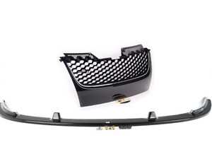 ES#4751420 - 018984LA011EBKT - MK5 GTI / Jetta 2.0T Gloss Black Front Lip Spoiler & Badgeless Grille  - Add a sleek custom touch to upgrade your exterior styling with Badgeless Grille and Front Lip Spoiler in Gloss Black - Enthusiast Bundles - Volkswagen
