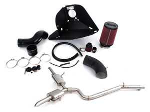 ES#4751040 - 018942LA0101EBKT - Tiguan MQB 2.0T Catback Exhaust System - OE-Style Turndown Tailpipes & Luft-Technik Intake & Aluminum Heat Shield  - In-house engineered for VW Tiguan enthusiasts! Featuring T304 SS Tig-welded 3.0" tubing, dual straight-through 2.5" perforated core mufflers and turndown tips - Enthusiast Bundles - Volkswagen