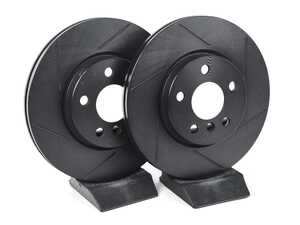 ES#4466674 - 23002-32008 - R1 Concepts Disc Brake Rotor Set - Slotted - Black Front Pair 11.57" (294x22) - Upgrade to a slotted rotors for improved braking - R1 Concepts - MINI