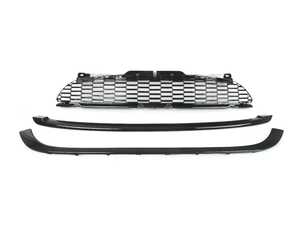 ES#4446204 - BM01-R5606-BK-A - JCW Style Grille Set (Stock Bumper) - Gloss Black - Matte finish upper and lower trim with gloss finish center grille - ECS - MINI
