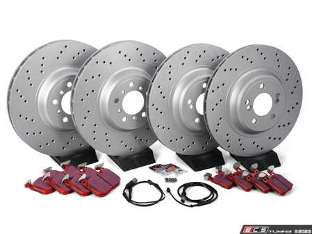 ES#4745170 - 34112284809sKT - Front & Rear Performance Brake Service Kit - Upgrade Your F8X's Braking Capabilities with ECS V5 Rotors and EBC RedStuff Performance pads - Assembled By ECS - BMW