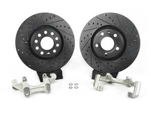 ES#91 - B5A8BBKNPAX/S - Front Big Brake Kit - stage 1 - ECS V5 Cross Drilled & Slotted Rotors (312x25) - Upgrade your stopping power with larger diameter rotors - Assembled By ECS - Audi Volkswagen
