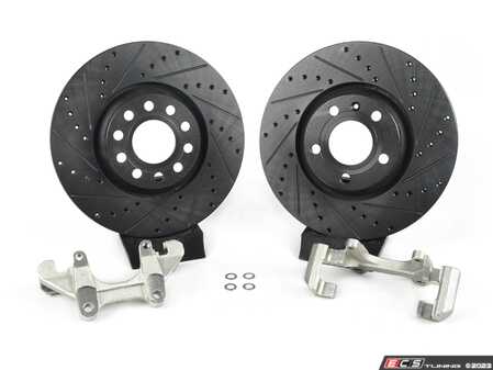 ES#91 - B5A8BBKNPAX/S - Front Big Brake Kit - stage 1 - ECS V5 Cross Drilled & Slotted Rotors (312x25) - Upgrade your stopping power with larger diameter rotors - Assembled By ECS - Audi Volkswagen