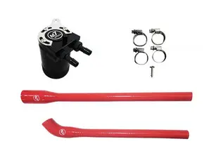 M7 Black Billet Aluminum Oil Catch Can Kit - N14 Engine - Red Hose 56-310313-02