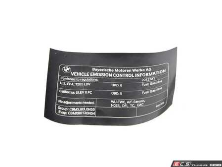 ES#2225741 - 71227627532 - Exhaust Emissions Label - Genuine BMW - BMW