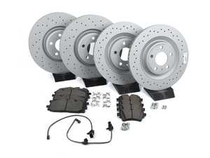 ES#4447269 - 4M0615301AN4KT - Front & Rear Performance Brake Service Kit - Featuring Zimmermann Cross-Drilled rotors and Brembo ceramic brake pads - Includes set screws, brake wear sensors, and silicone brake lubricant - Assembled By ECS - Audi