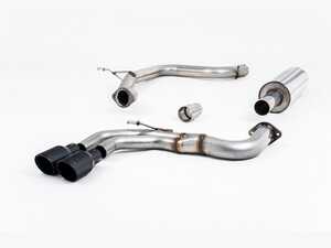 ES#4159383 - SSXAU564 - Cat-Back Exhaust - Resonated - 2.75" stainless steel and twin roll marked 80mm Cerakote Black Tips - Milltek Sport - Audi