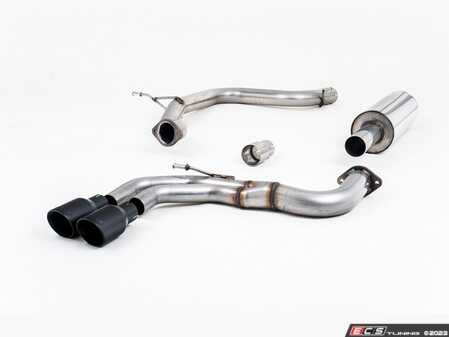 ES#4159383 - SSXAU564 - Cat-Back Exhaust - Resonated - 2.75" stainless steel and twin roll marked 80mm Cerakote Black Tips - Milltek Sport - Audi