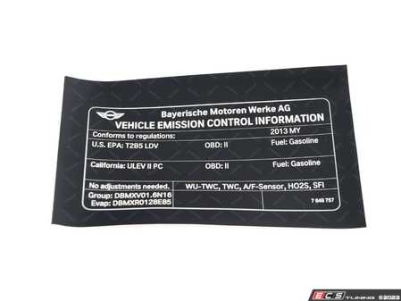 ES#2596633 - 71227649757 - LABEL EXHAUST EMISS - Genuine BMW - MINI