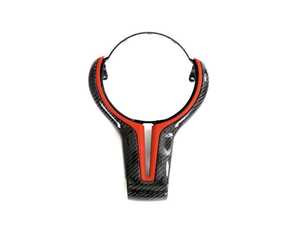 ES#4758827 - F8XCFSWTRIM-RED - F-Series Carbon Fiber Steering Wheel Trim - Red - Sporty carbon fiber steering wheel trim enhancement. - Suvneer - BMW