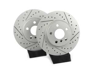 ES#4466119 - 22002-32008 - R1 Concepts Disc Brake Rotor Set - Carbon Drilled and Slotted - Front Pair 11.57" (294x22) - Upgrade to a slotted / drilled rotor for improved braking - R1 Concepts - MINI