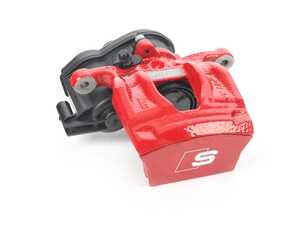 ES#3680400 - 8W0615404LQC8 - Rear Brake Caliper (Red) - Right - Includes the parking brake motor - Genuine Volkswagen Audi - Audi