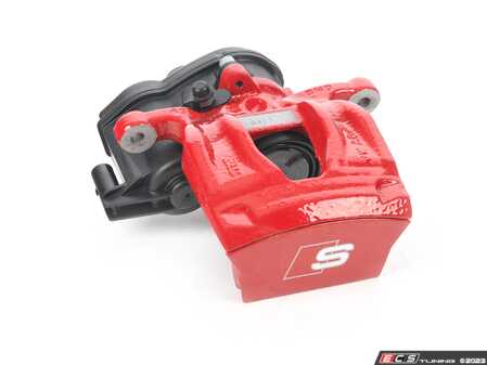 ES#3680400 - 8W0615404LQC8 - Rear Brake Caliper (Red) - Right - Includes the parking brake motor - Genuine Volkswagen Audi - Audi